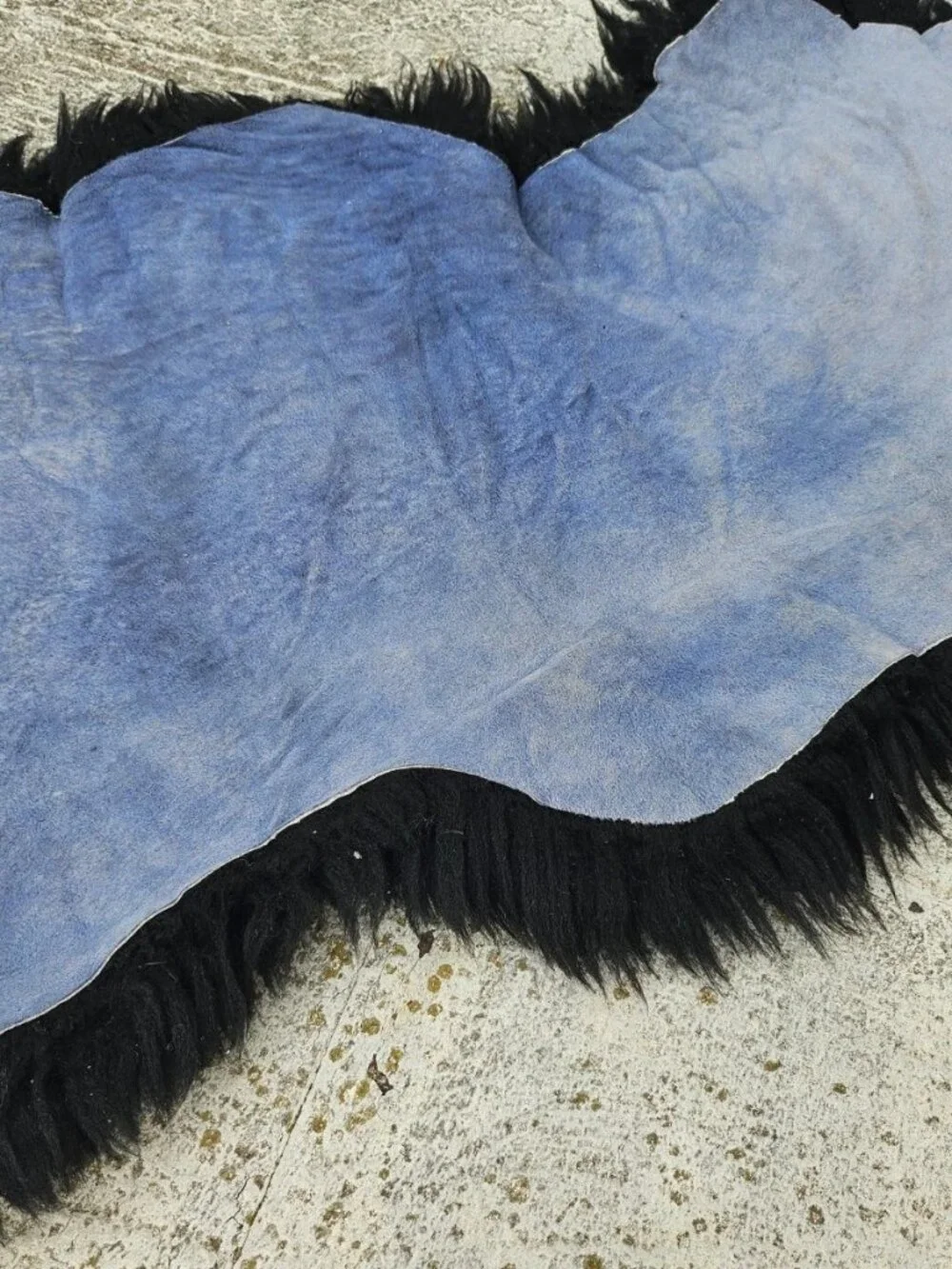 Real Fur Area Rug Handmade Sheepskin Black Real Hair Fur Home Decore Rug New